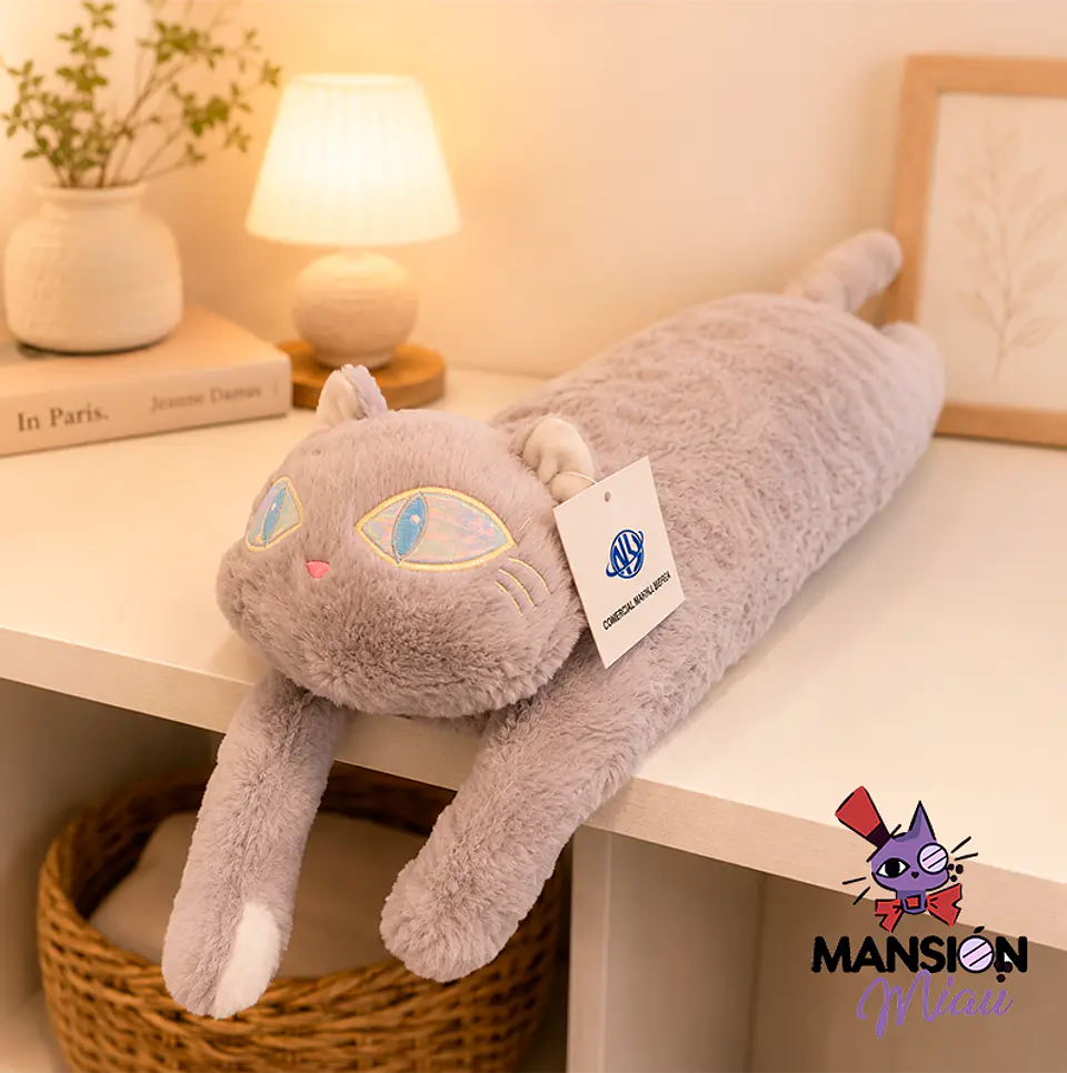 PELUCHE DE GATO ALARGADO Y OJOS BRILLANTES 1