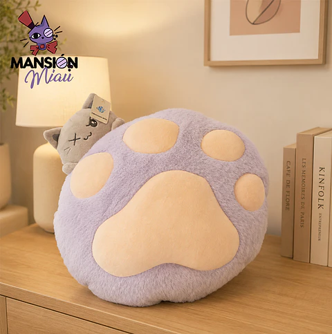 PELUCHE COJÍN PATITA CON GATO GRIS