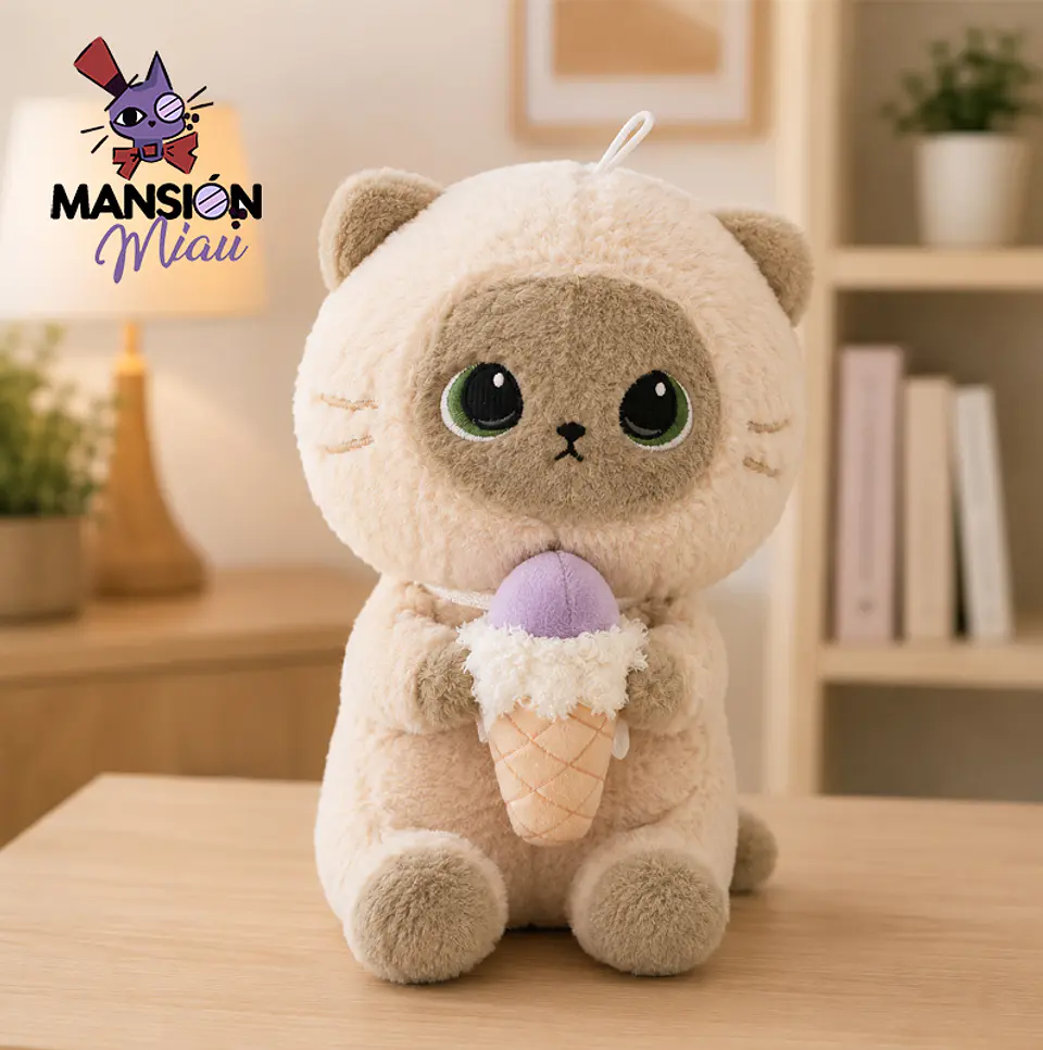 PELUCHE GATO SIAMES CON HELADO 1