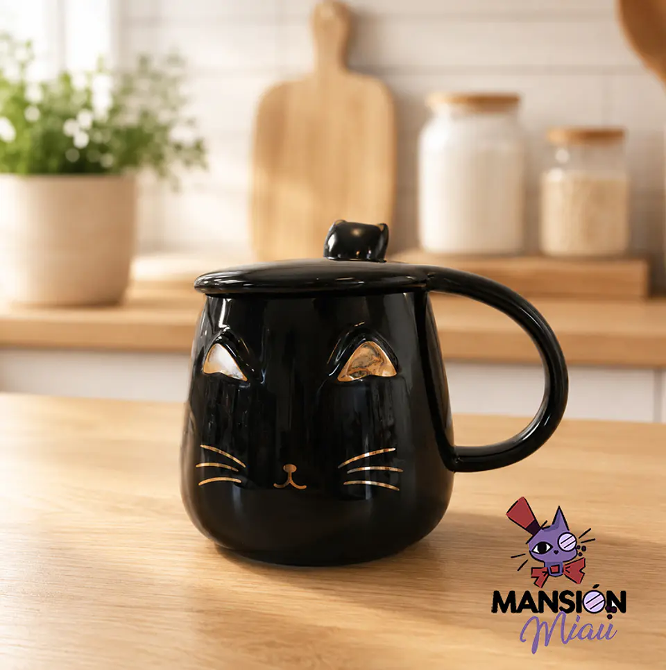 TAZA GATO  MINIMALISTA CON TAPA 2