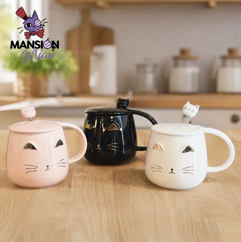 TAZA GATO  MINIMALISTA CON TAPA 1