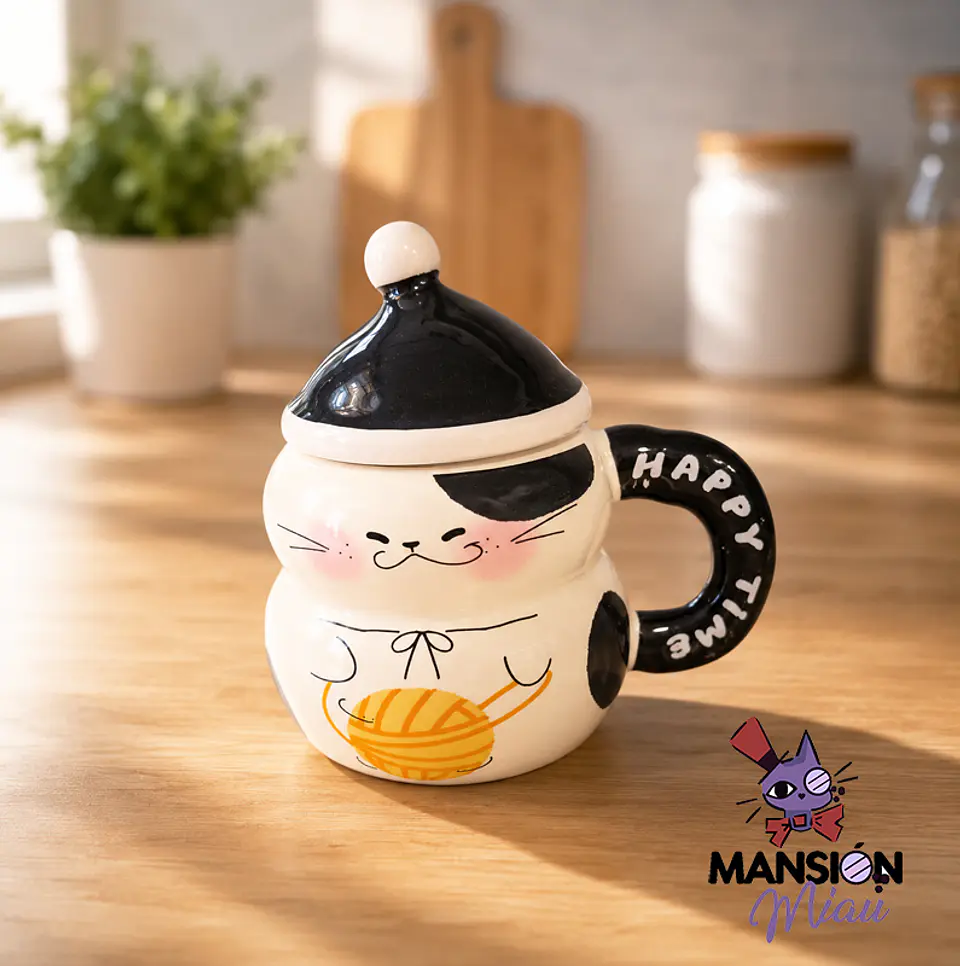 TAZÓN DE GATITO CON OVILLO DE LANA 5