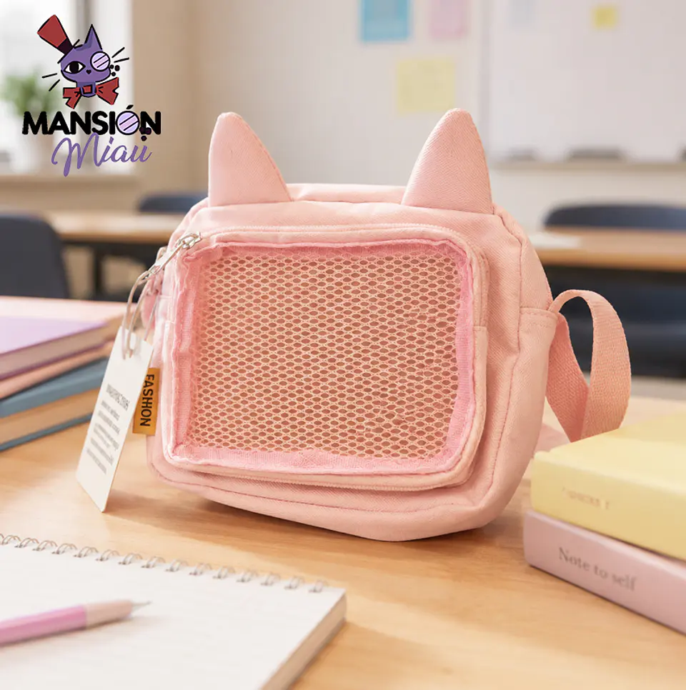 CARTERA OREJAS DE GATO ROSADA 1