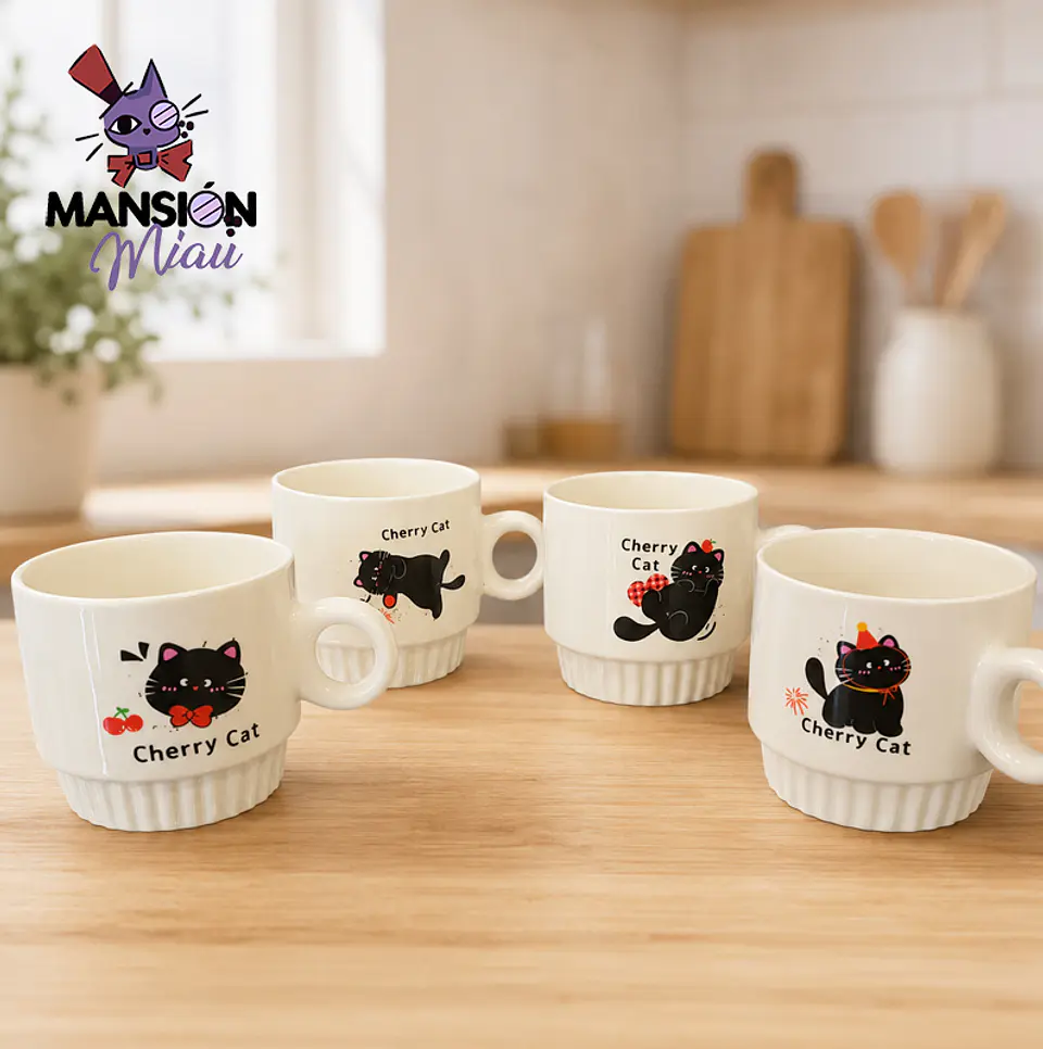 JUEGO DE TAZAS GATO CHERRY 4