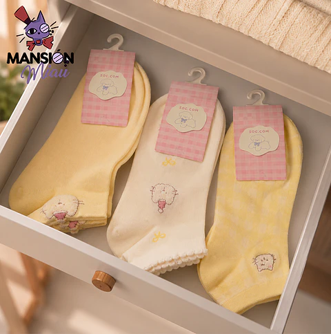 CALCETINES TOBILLEROS CON GATITO BORDADO