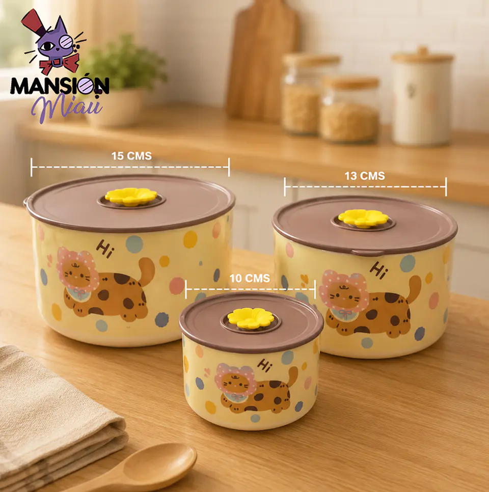  JUEGO BOWL DE CÉRAMICA GATUNO CON TAPA 3