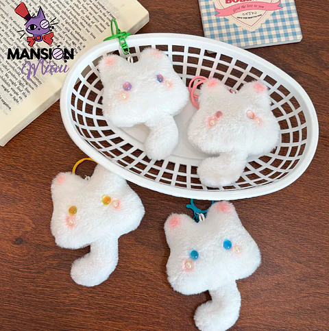 LLAVERO BAG CHARM GATITO BLANCO OJOS DE COLORES