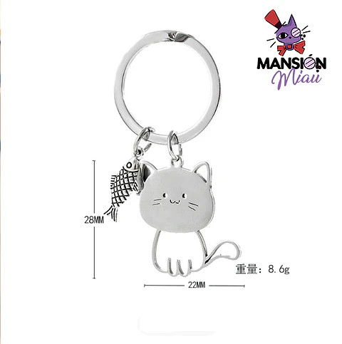 LLAVERO METALICO GATITO Y PEZ