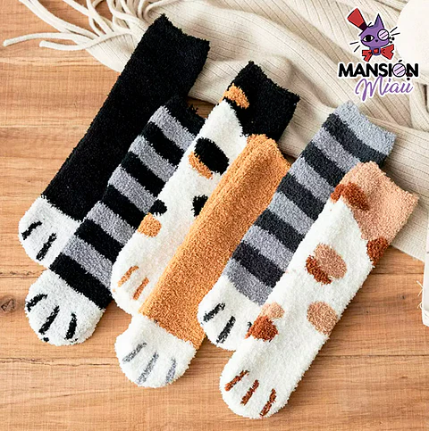 CALCETINES DE FELPA PATITA DE GATO