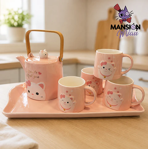 SET DE TÉ GATUNO DE CERÁMICA