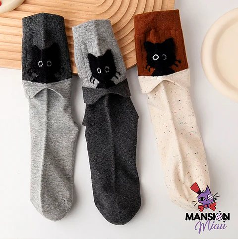 CALCETINES CABEZA DE GATITO NEGRO ASOMADO