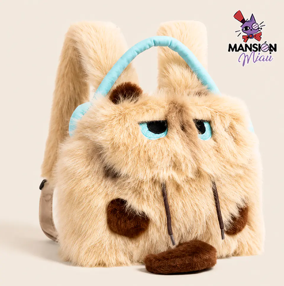MOCHILA GATITO PELUDO CON AUDIFONOS 1