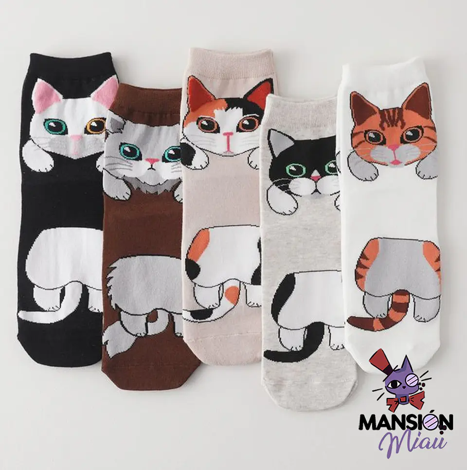 CALCETINES MEDIA PANTORRILLA ESTAMPADO DE GATO ROAD FEEL 1