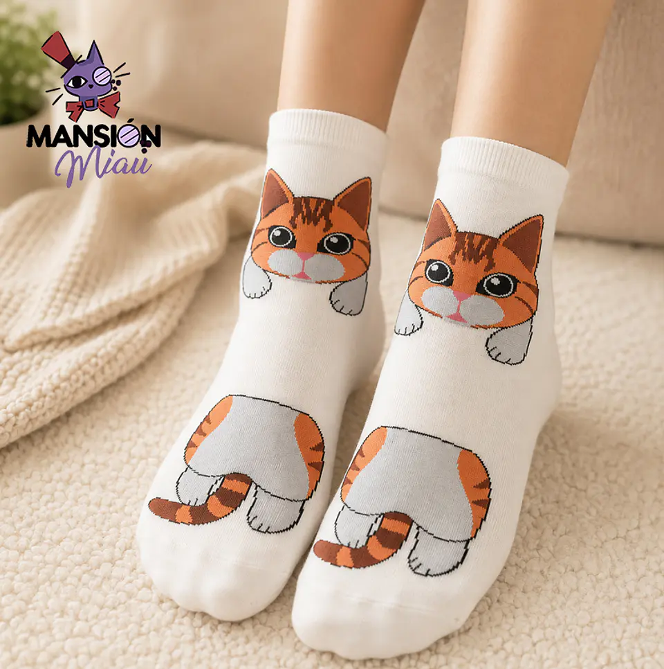 CALCETINES MEDIA PANTORRILLA ESTAMPADO DE GATO ROAD FEEL 2