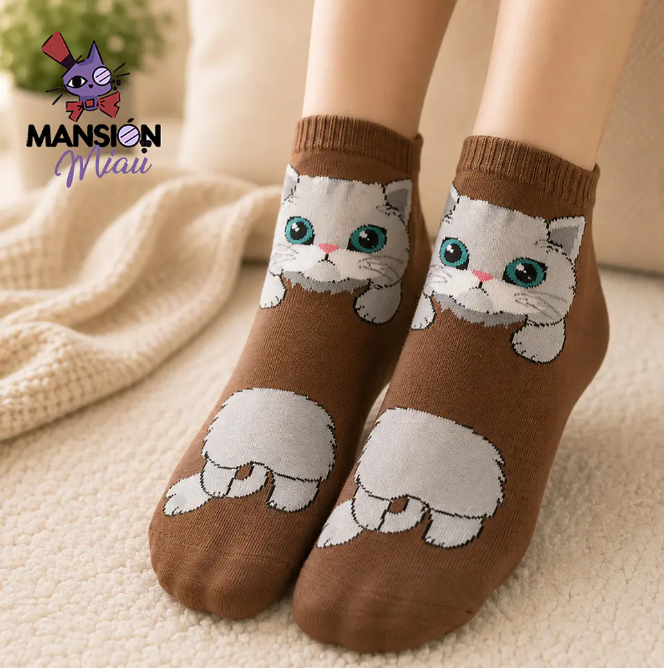 CALCETINES MEDIA PANTORRILLA ESTAMPADO DE GATO ROAD FEEL 3