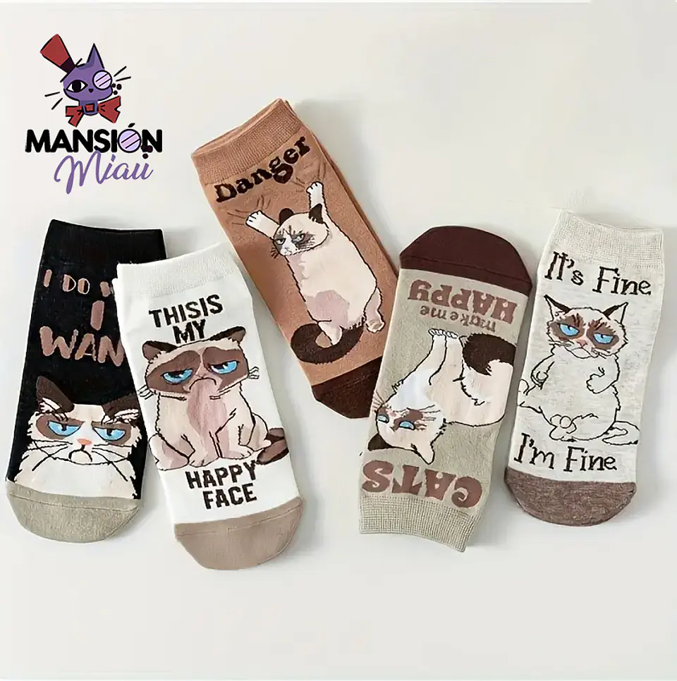 CALCETINES TOBILLEROS GATO DIVERTIDO ROAD FEEL 1