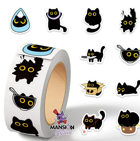 ROLLO 500 STICKERS GATO NEGRO