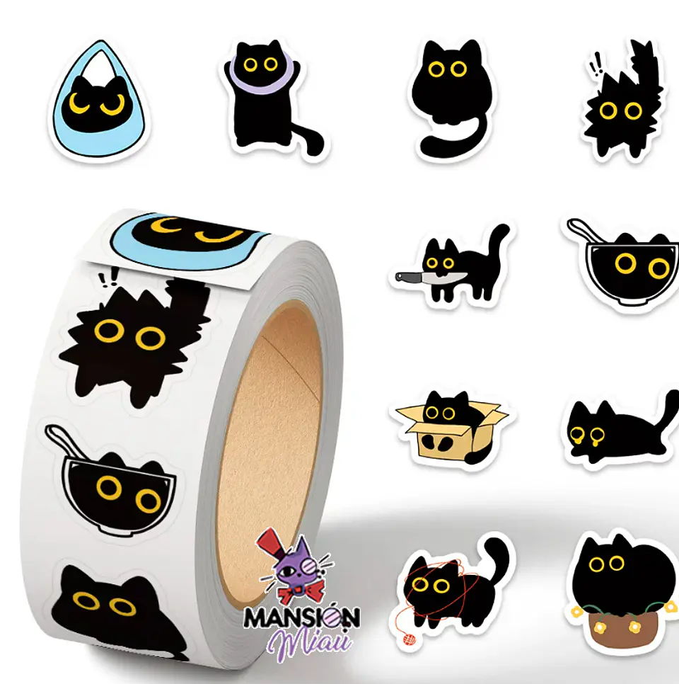 ROLLO 500 STICKERS GATO NEGRO 1