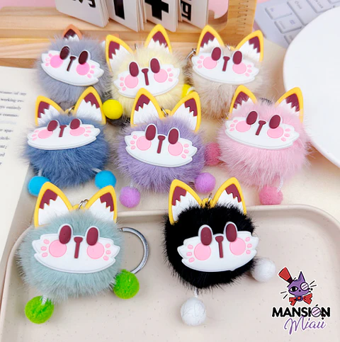 LLAVERO GATITO POMPON COLORES