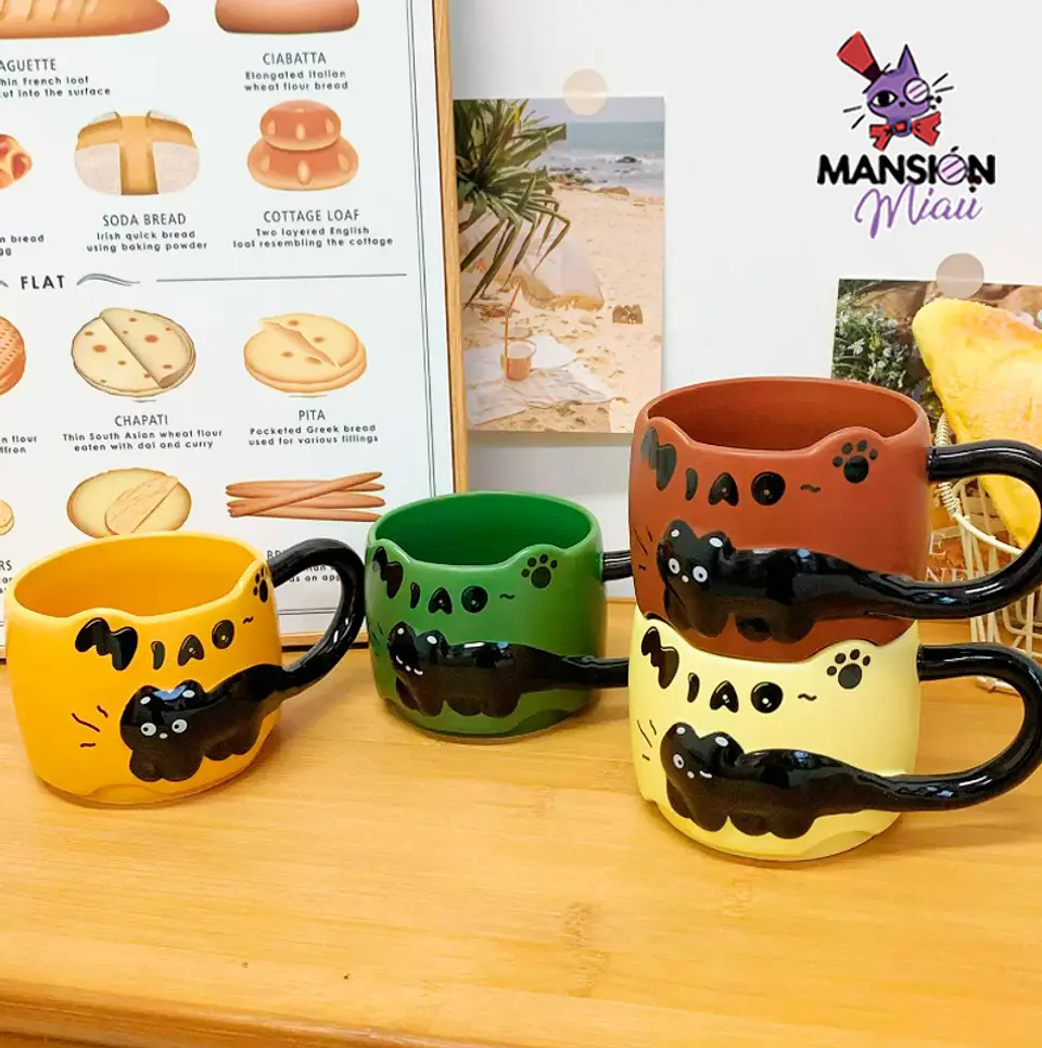 TAZA APILABLE CERAMICA GATO NEGRO MIAO 2