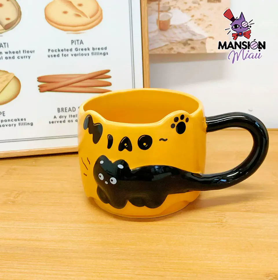 TAZA APILABLE CERAMICA GATO NEGRO MIAO 3