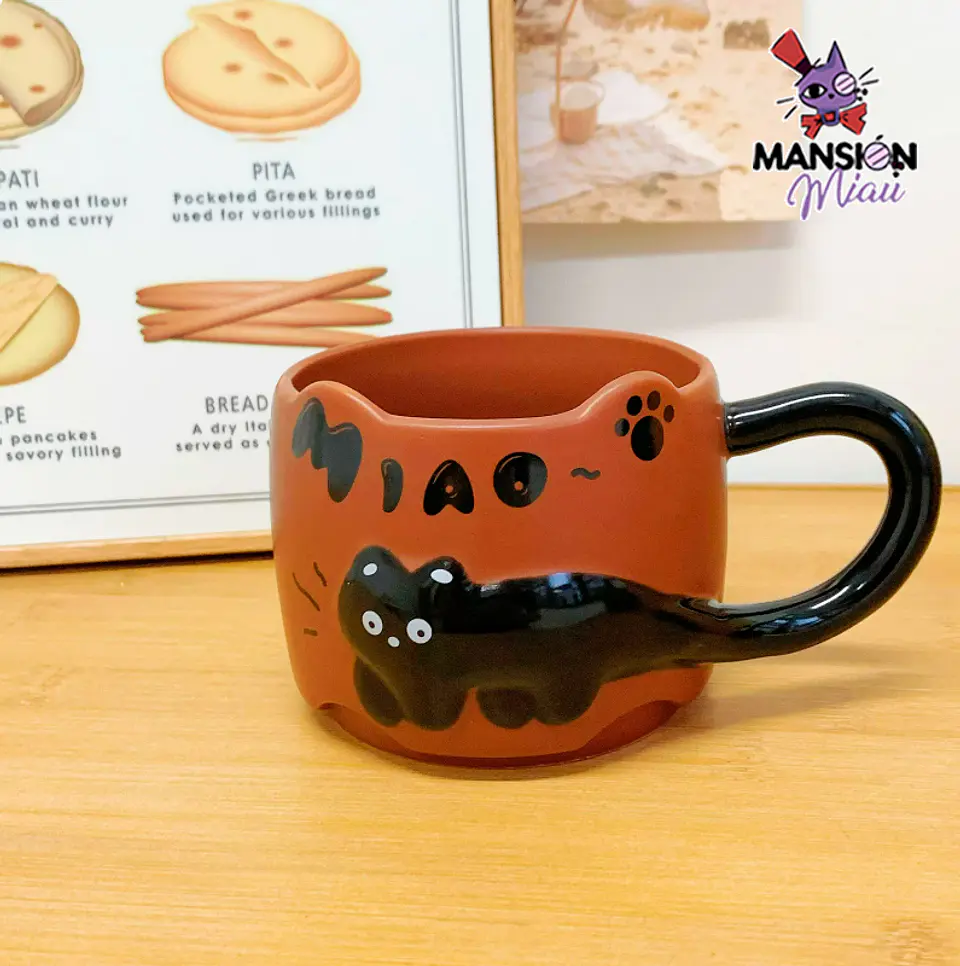 TAZA APILABLE CERAMICA GATO NEGRO MIAO 4
