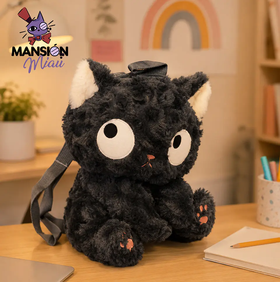 MOCHILA PELUCHE DE GATO NEGRO 1