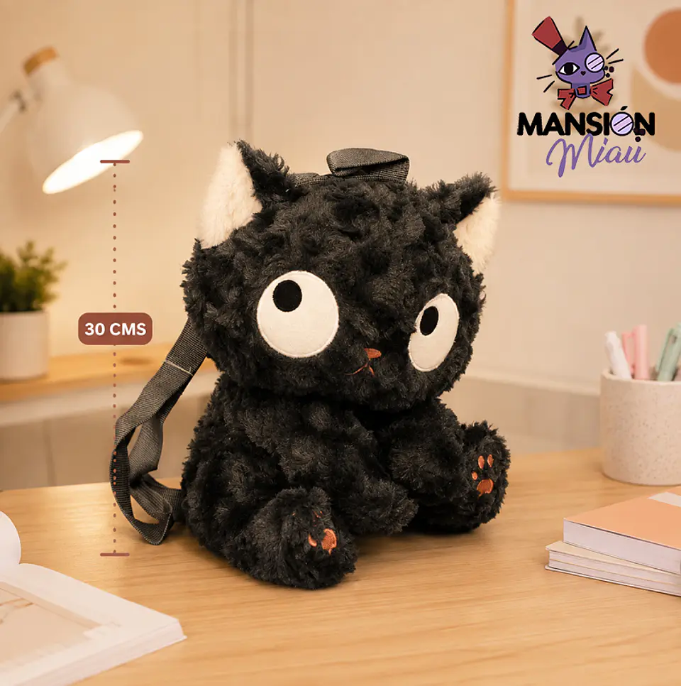 MOCHILA PELUCHE DE GATO NEGRO 2