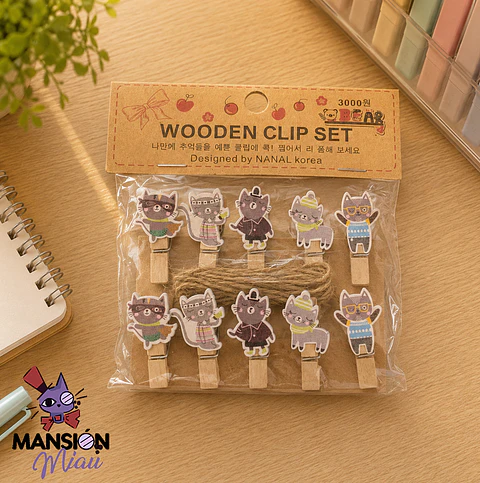 CLIPS DE MANDERA DECORATIVOS