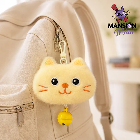 BAG CHARM CABEZA DE GATO CON CASCABEL