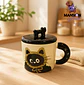 TAZA DE CERAMICA GATO NEGRO CON TAPA  - Miniatura 4