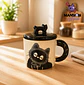 TAZA DE CERAMICA GATO NEGRO CON TAPA  - Miniatura 5