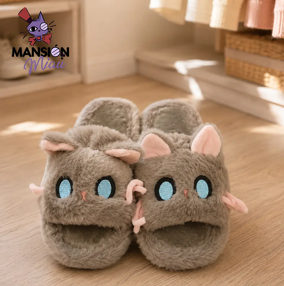 PANTUFLA DE FELPA ABIERTA CARA DE GATITO  3