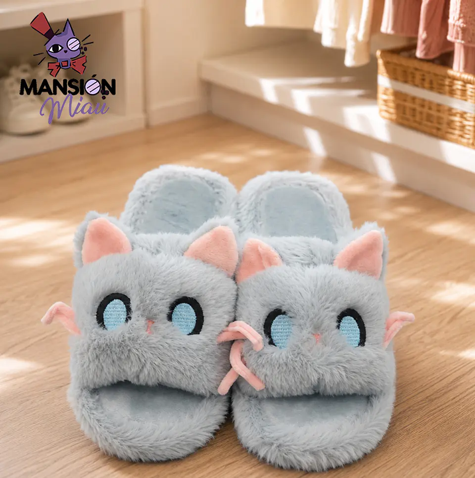 PANTUFLA DE FELPA ABIERTA CARA DE GATITO  4