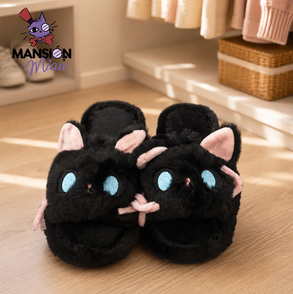 PANTUFLA DE FELPA ABIERTA CARA DE GATITO  5
