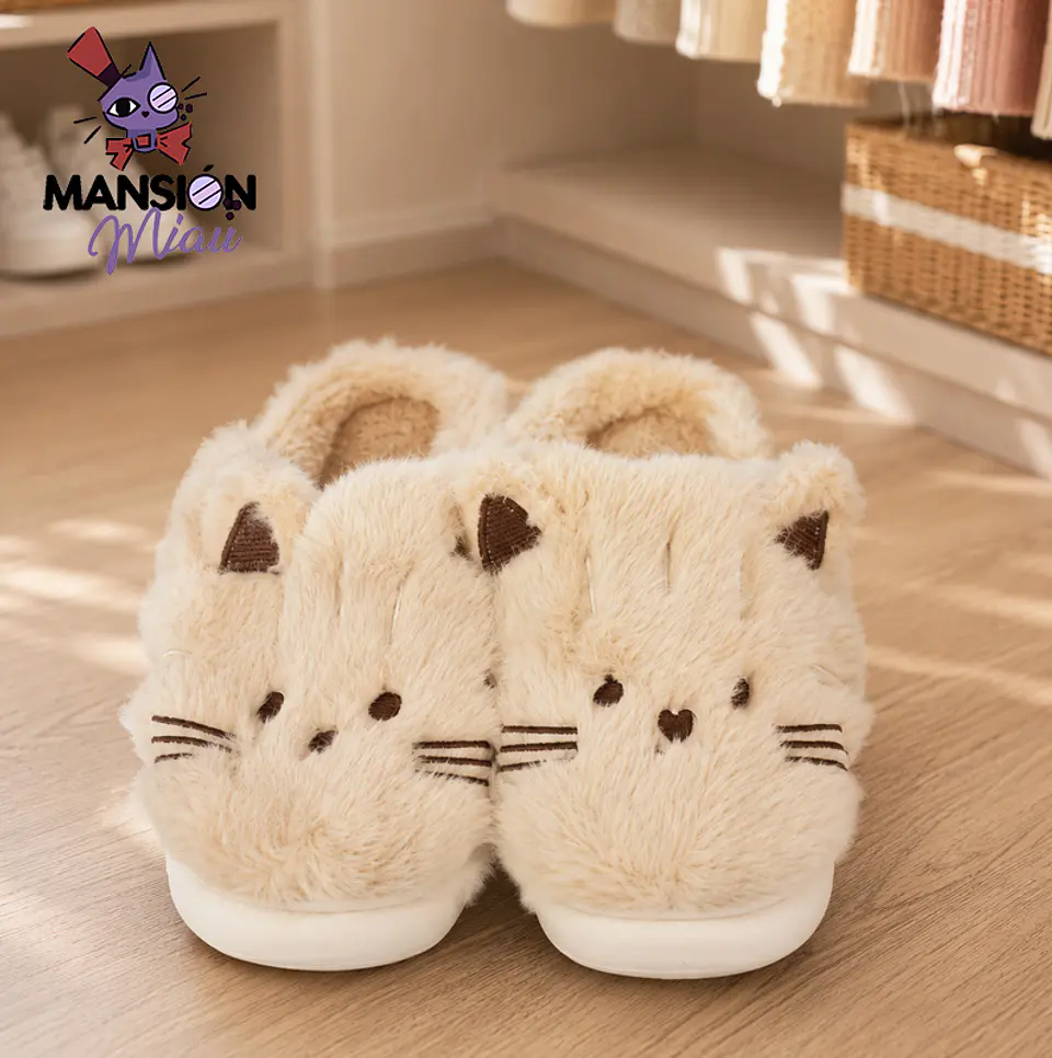 PANTUFLAS DE FELPA CERRADA CARA DE GATO  3