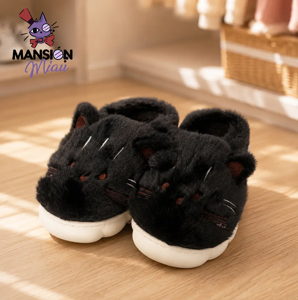 PANTUFLAS DE FELPA CERRADA CARA DE GATO  4