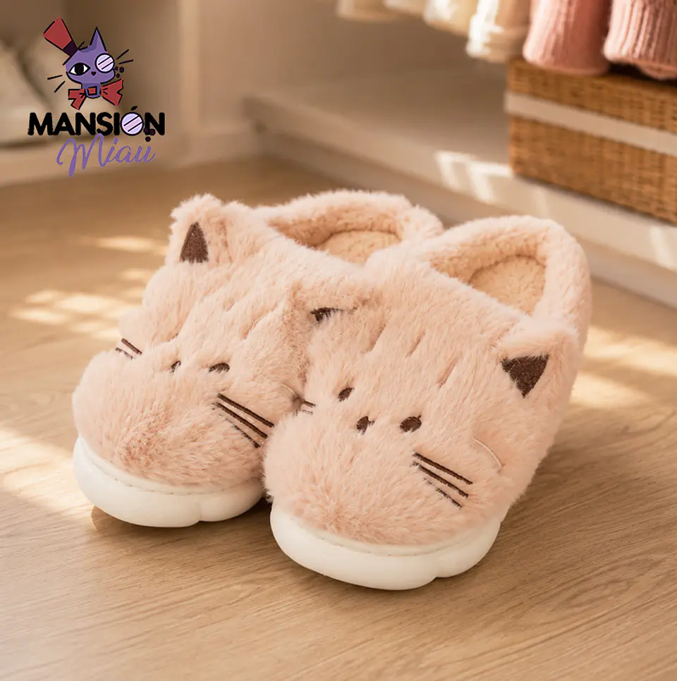 PANTUFLAS DE FELPA CERRADA CARA DE GATO  5
