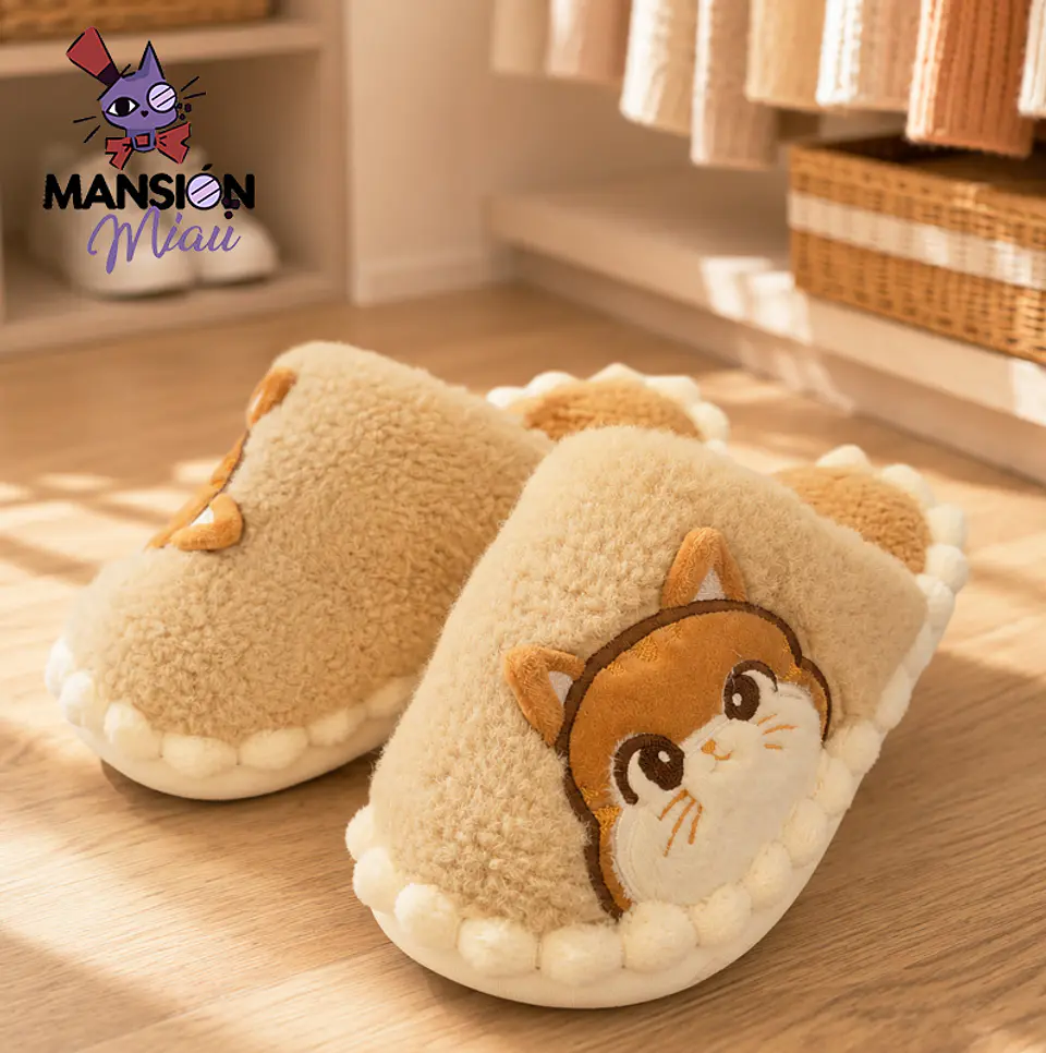 PANTUFLAS DE FELPA CERRADA CARA DE GATO  6