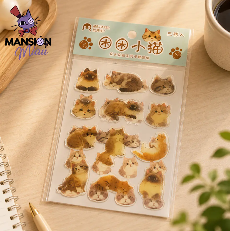 STICKER CABECITAS DE GATO RELIEVE 2