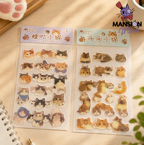 STICKER CABECITAS DE GATO RELIEVE