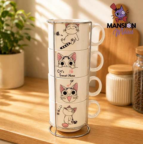 JUEGO DE TAZAS GATO CHI