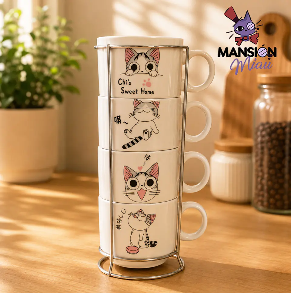 JUEGO DE TAZAS GATO CHI 3