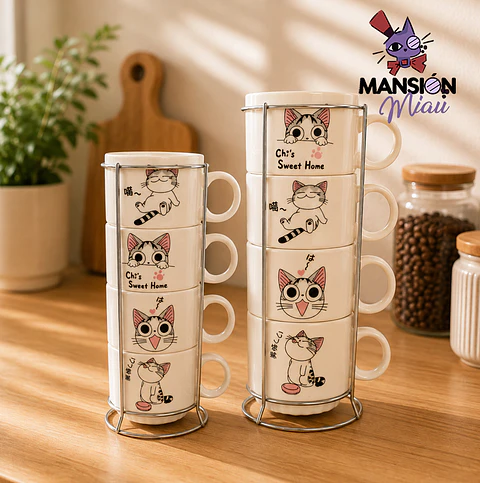 JUEGO DE TAZAS GATO CHI