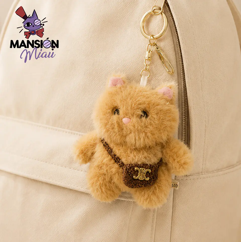 BAG CHARM GATITO CON CARTERA CAFÉ 1