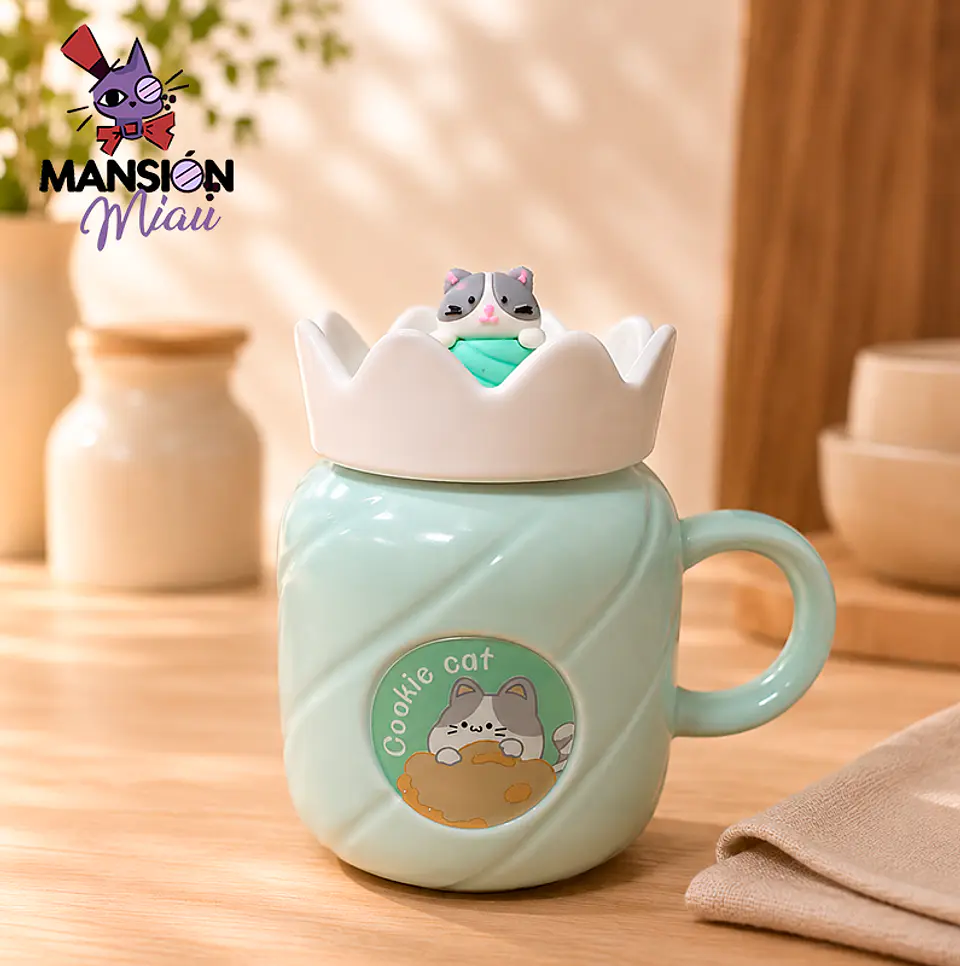 TAZA CON TAPA DE CORONA + REVOLVEDOR  2