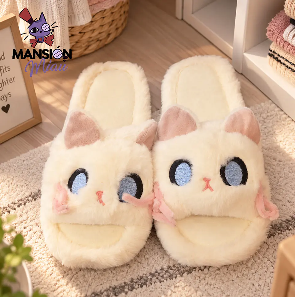 PANTUFLA DE FELPA ABIERTA CARA DE GATITO  6