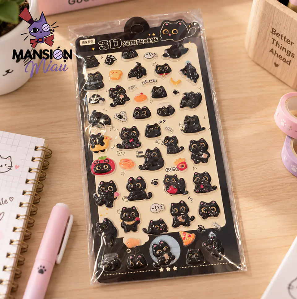 STICKERS RELIEVE GATITO NEGRO 1