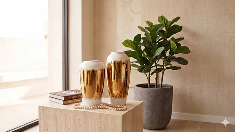 Set de Jarrones "Liquid Gold" – Dualidad y Brillo Contemporáneo