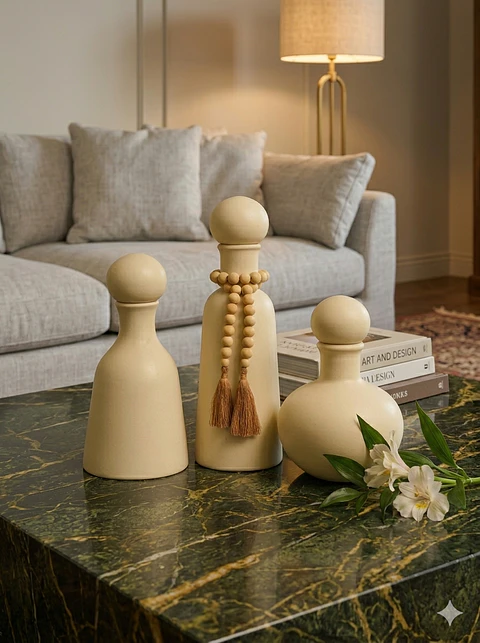 Colección "Mantra Étnico" – Set de Jarrones en Cerámica Mate